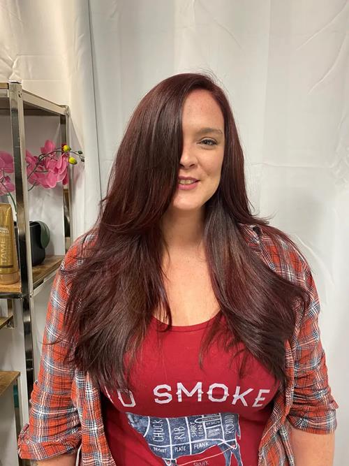 Hair Extensions photo, Denver Colorado. This beautiful babe and baddy, came to me with hair down to (..)